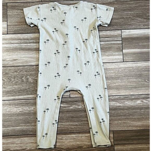 Quincy Mae Green Palm Tree Ribbed Coverall Size 2-3Y - Picture 4 of 4